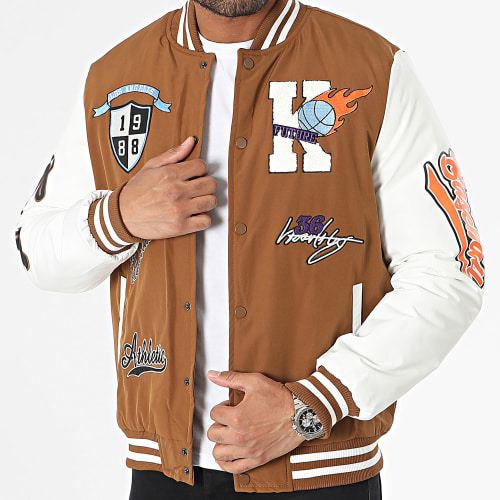Veste Teddy Marron Blanc