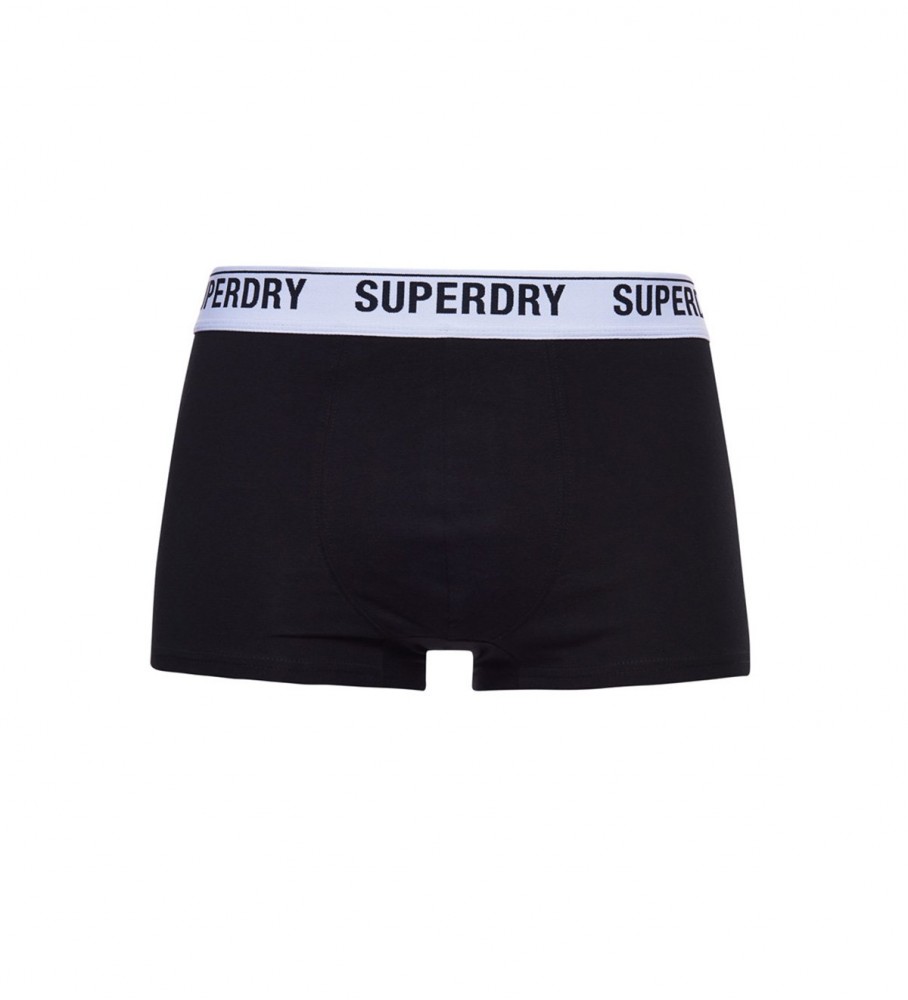 Cuecas Superdry de algodão orgânico, pacote com 3 unidades, pretas.