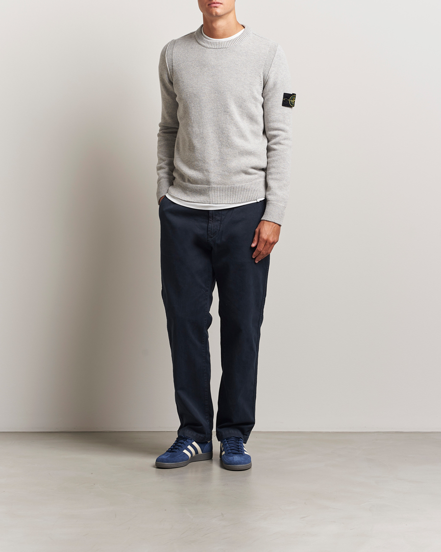 Stone Island Knitted Lambswool Crew Neck Grey Melange