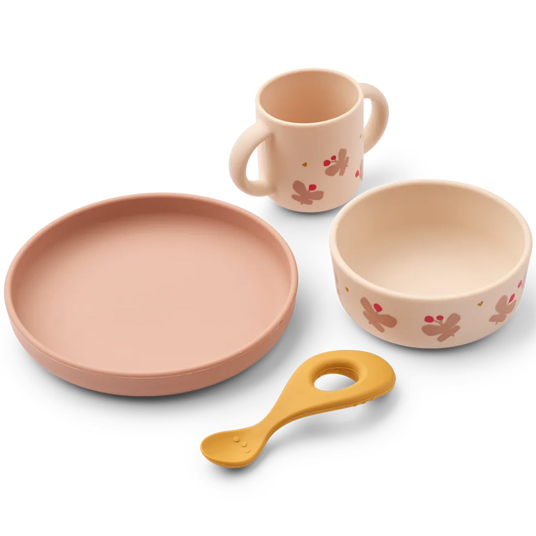 liewood siliconen kinderservies vivi - butterfly - apple blossom