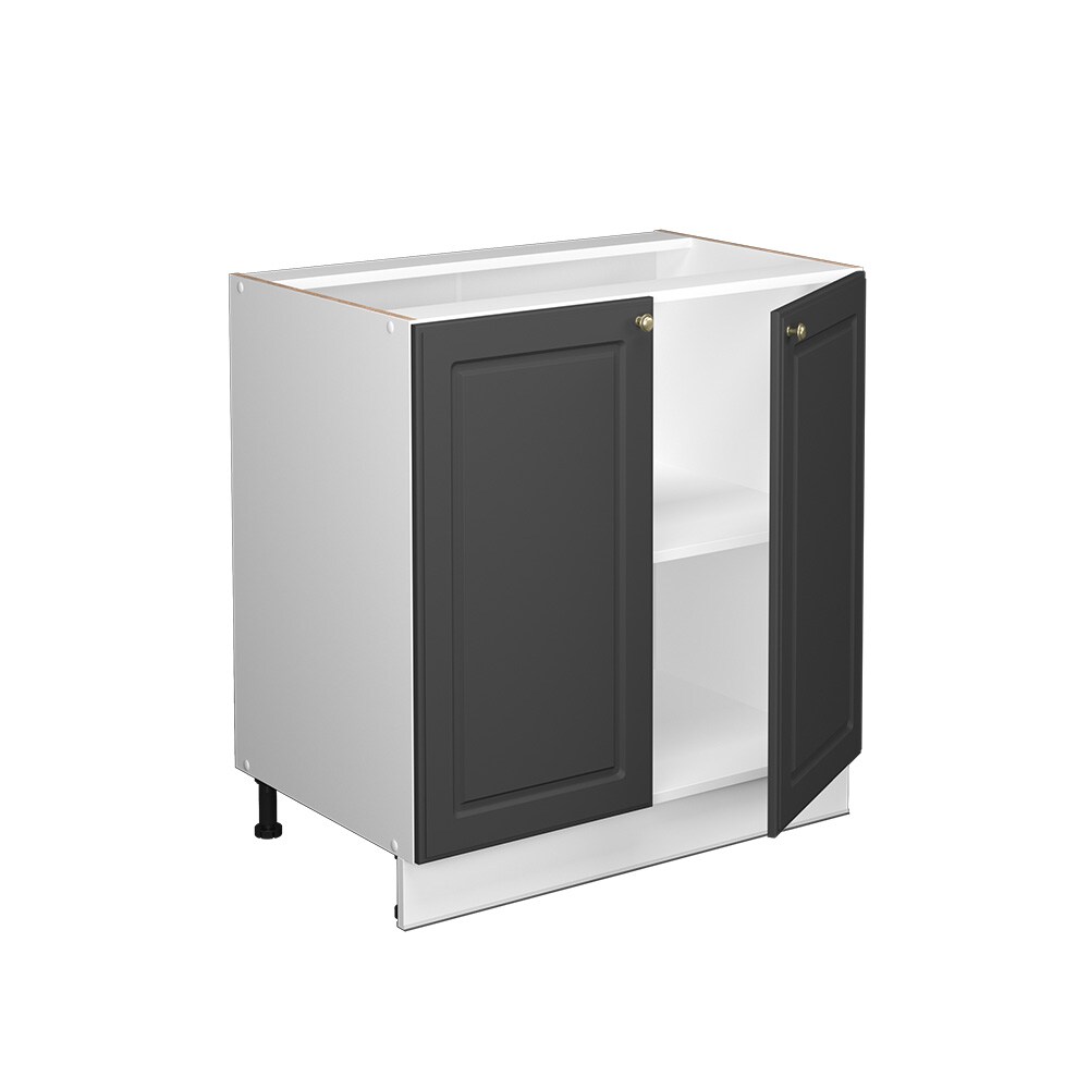 Vicco Unterschrank Küchenschrank Küchenmöbel Fame-Line Weiß Anthrazit-Gold Landhaus 80 cm Küche Einbauküche Drehtür Einlegeboden Blende Küchenzeile
