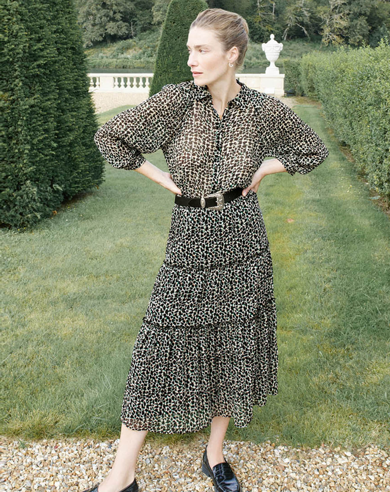 Caroll Jupe Colette à imprimé fantaisie noire