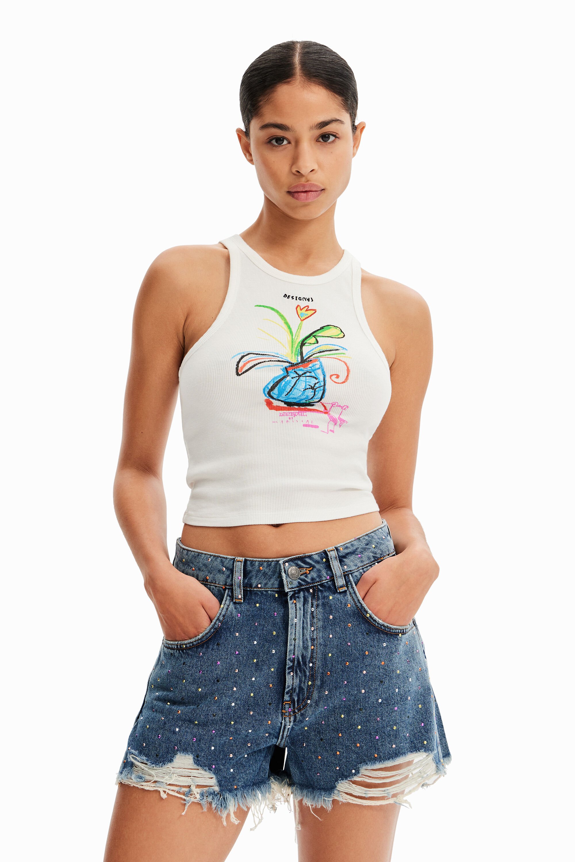Short en jean clous