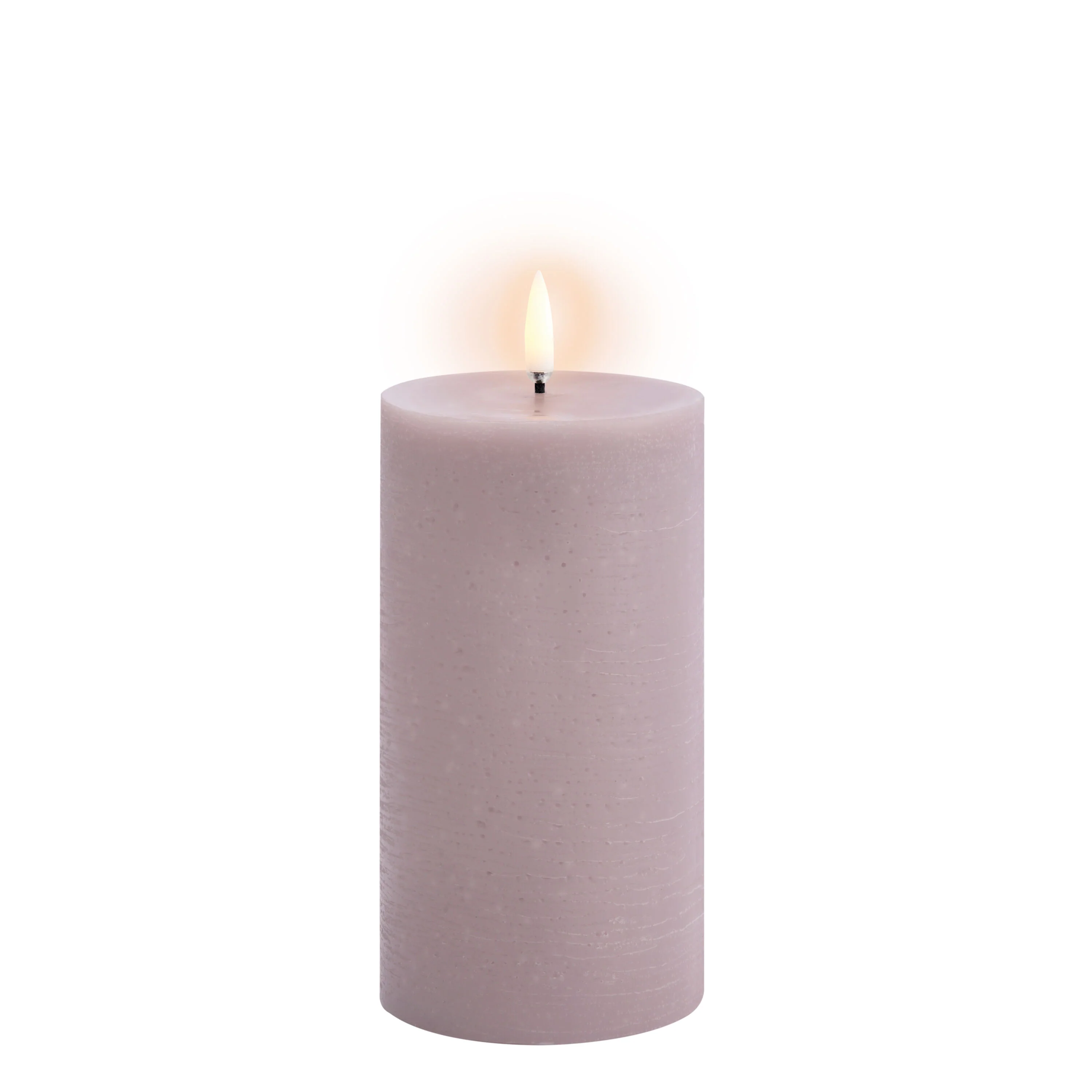 Uyuni  LED Rustic Pillar lys, Light Lavender - H15 cm.
