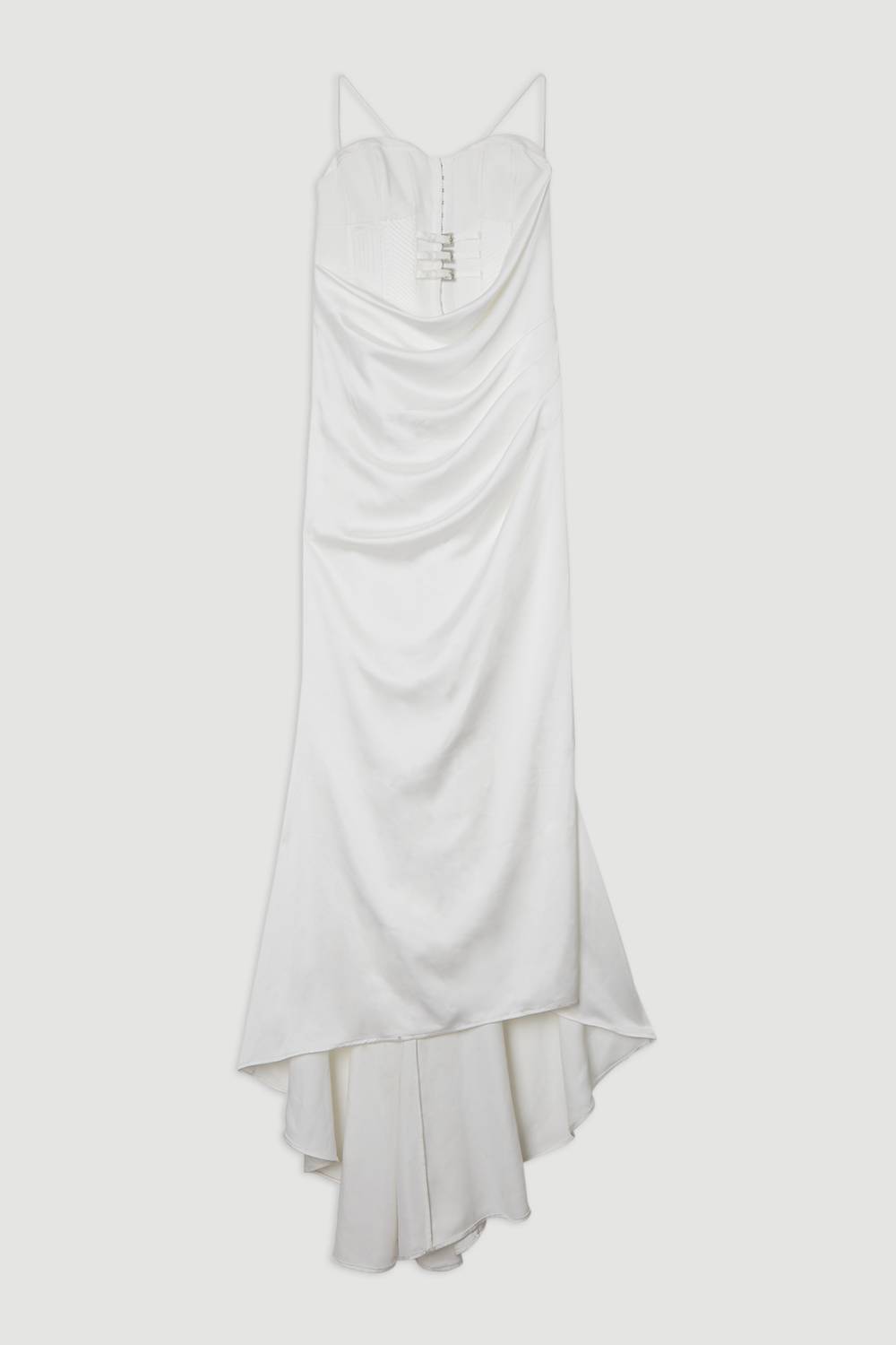 KarenMillen Collection Archive - Robe Maxi corset sur mesure en satin drapé façon queue de poisson