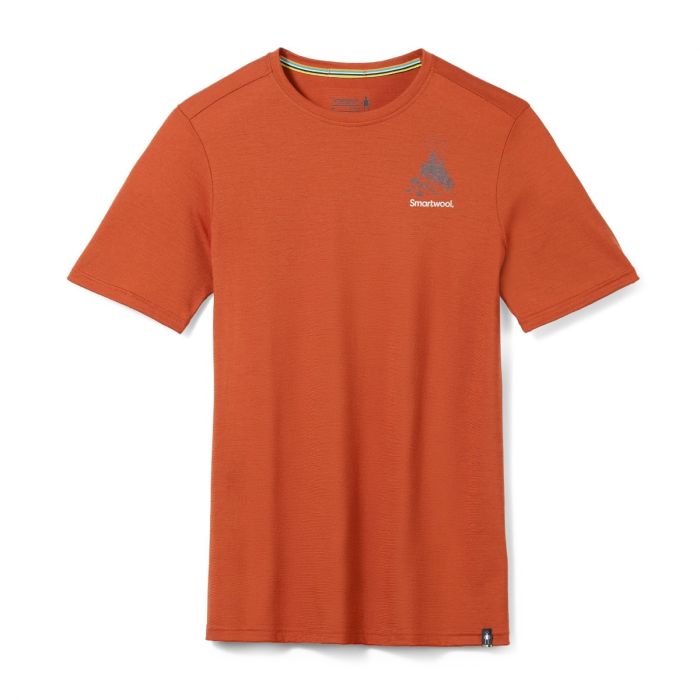 Smartwool Herre T-shirts Wilderness Summit Short Sleeve Graphic Tee Slim Fit Orange
