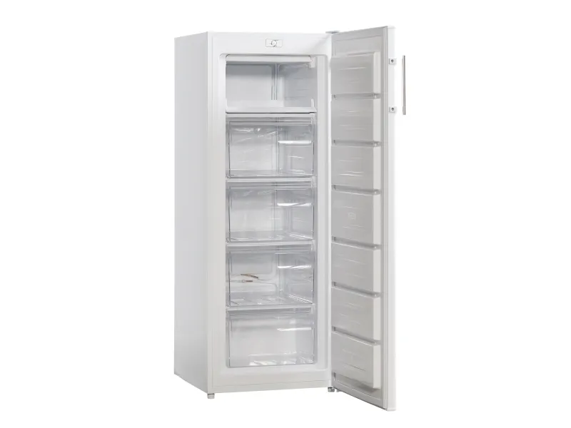 Scandomestic FRF168WE - Fryser - stående - bredde: 54.5 cm - dybde: 57.5 cm - højde: 142.5 cm - 168 liter - Klasse E - hvid