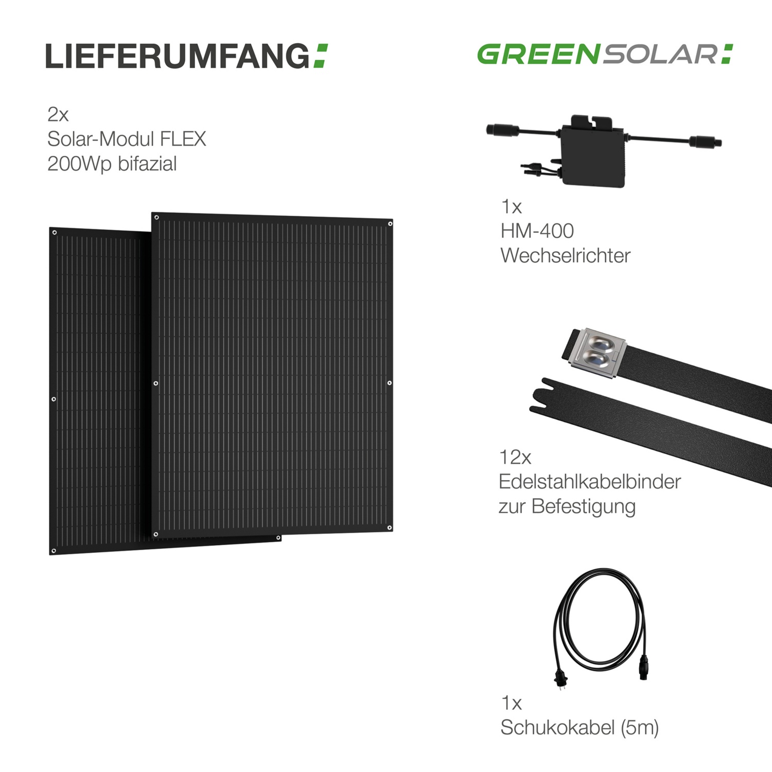 GREEN SOLAR Balkonkraftwerk 400 W FLEX