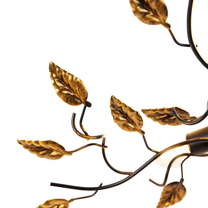 Vintage plafondlamp zwart met goud 50 cm 3-lichts - Foglie