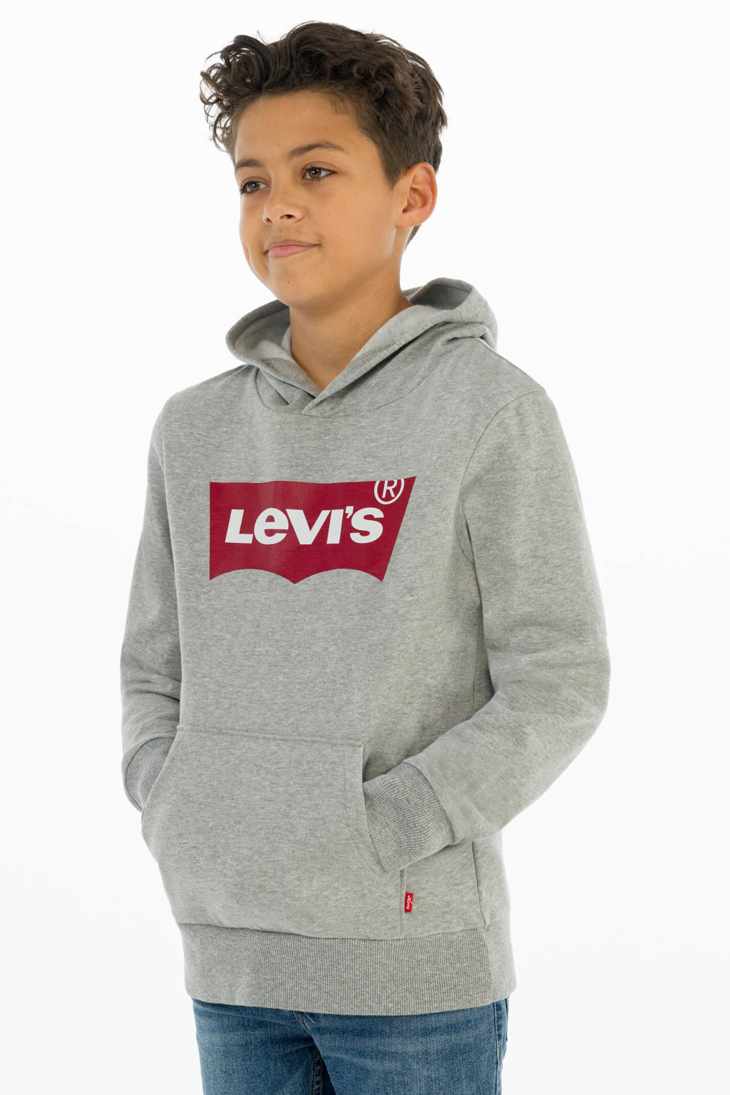 Levi's hoodie Batwing met logo grijs melange