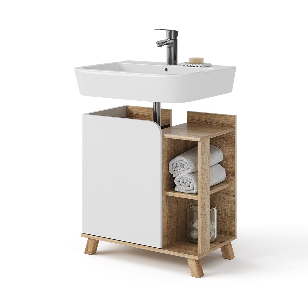 Vicco Waschtischunterschrank Karen 60 x 90 cm, Sonoma Weiß, Badschrank, Badezimmer, modern