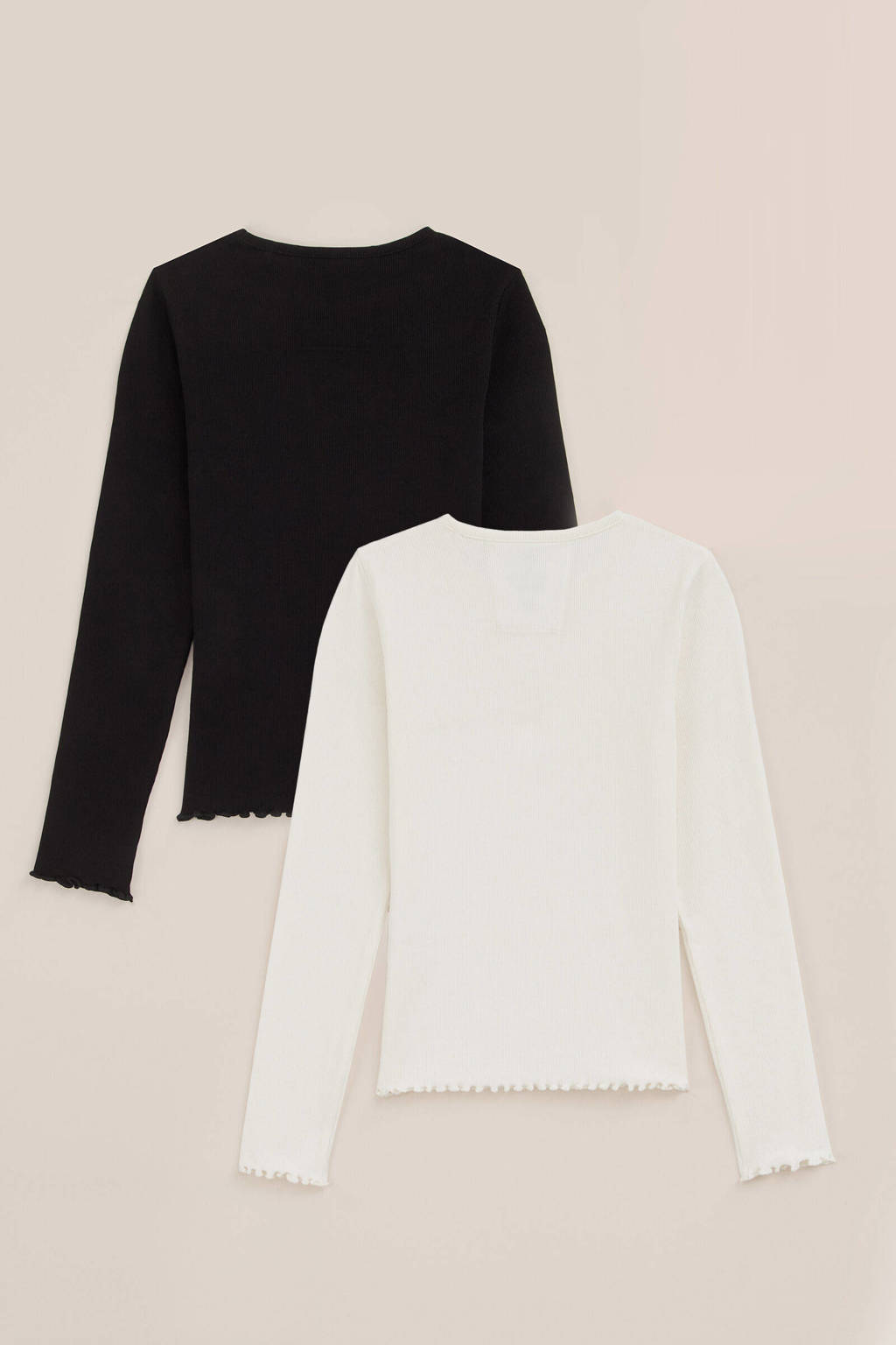 WE Fashion longsleeve - set van 2 zwart/wit