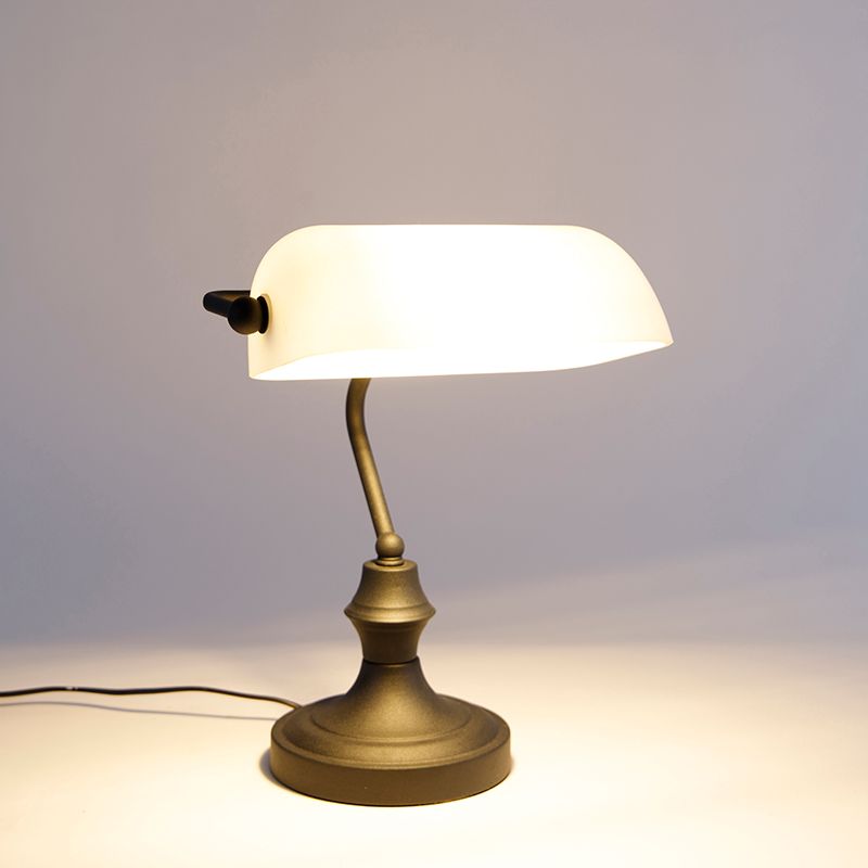 Klassieke notarislamp zwart met opaal glas - Banker