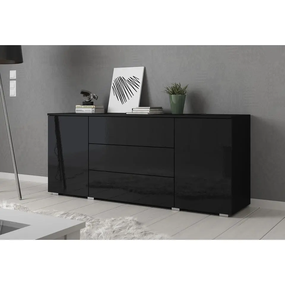 Meubella - Dressoir Pure - Zwart - 150 cm