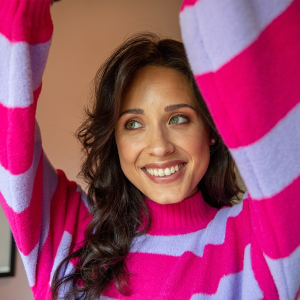 TwoDay dames trui gestreept roze/paars