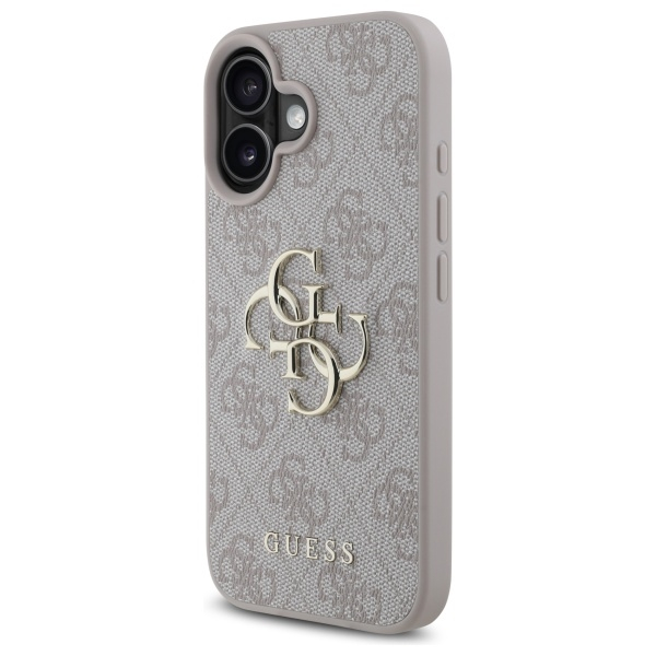 iPhone 16 Leder Hardcase Hülle 4G Big Metal Logo (GUHCP16S4GMGPI) - Rosa