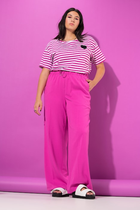 Marlenehose, Wide Legs, High Waist, Elastikbund