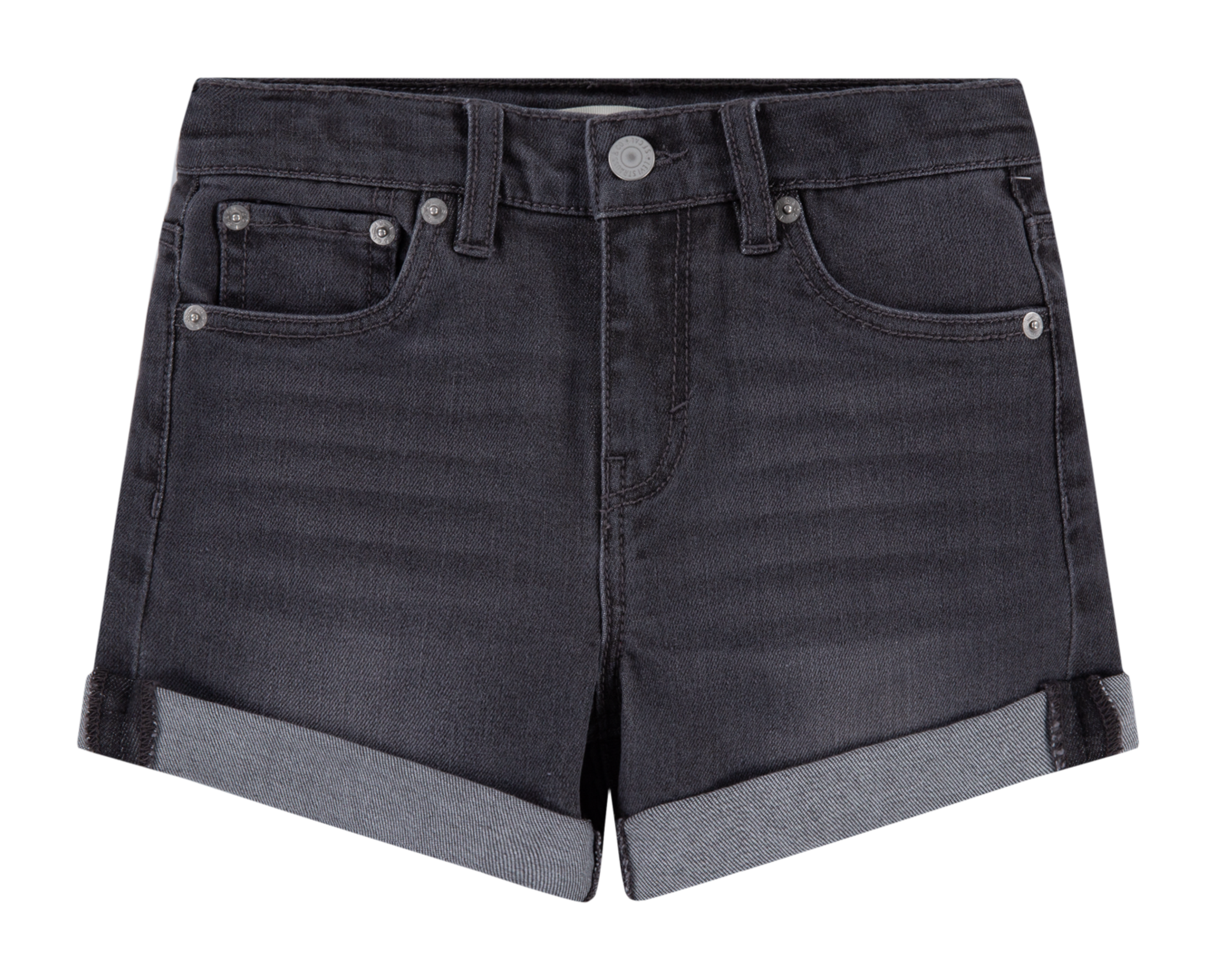 GIRLFRIEND SHORTS - Short droit à revers en jean | Jean Délavé