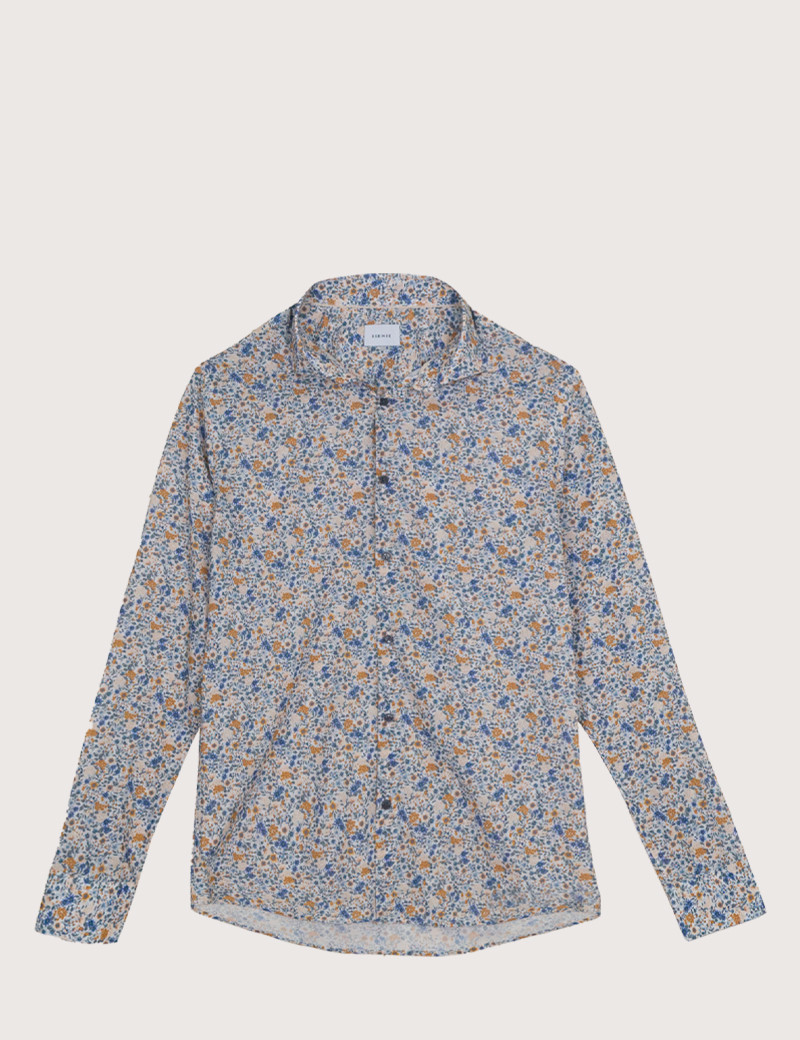 SSEINSE CHEMISE HOMME MANCHES LONGUES EN COTTON BLANC BLEU