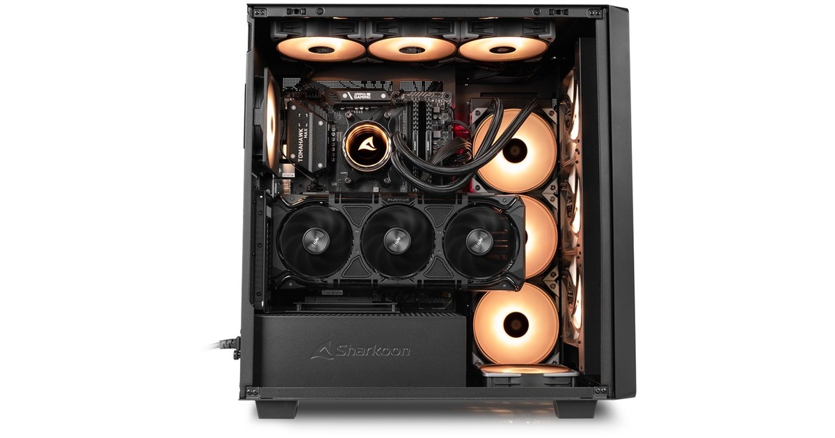 SharkoonRebel C70M RGB midi tower behuizing  (Zwart | 2x USB-A | 1x USB-C | RGB)