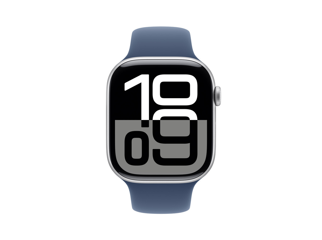 APPLE WATCH SERIES 10 GPS 46MM ALUMÍNIO PRATEADO COM BRACELETE DESPORTIVA AZUL DENIM M/L