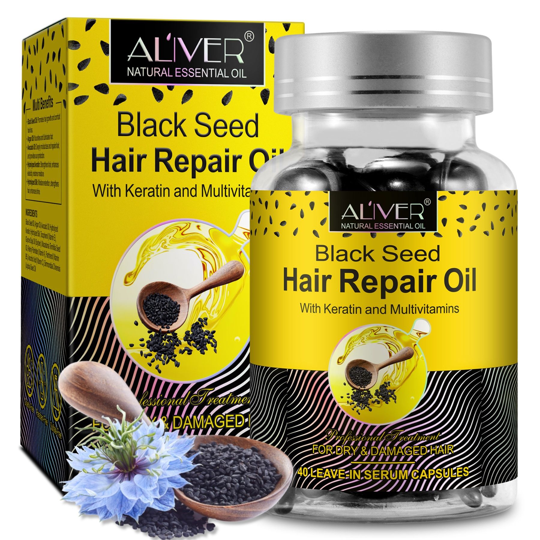 Aliver Haaröl Schwarzkümmelöl für Haarwachstum in Kapseln