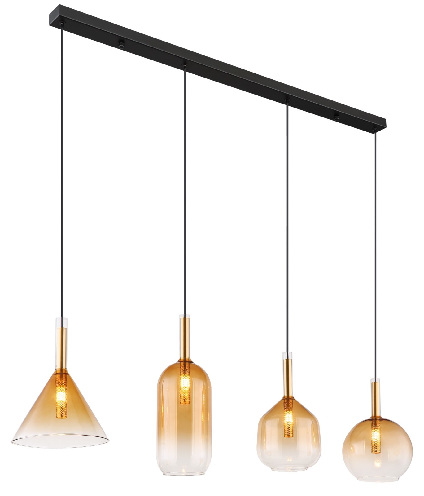 LED-Hängeleuchte - schwarz matt - amber - 112 cm