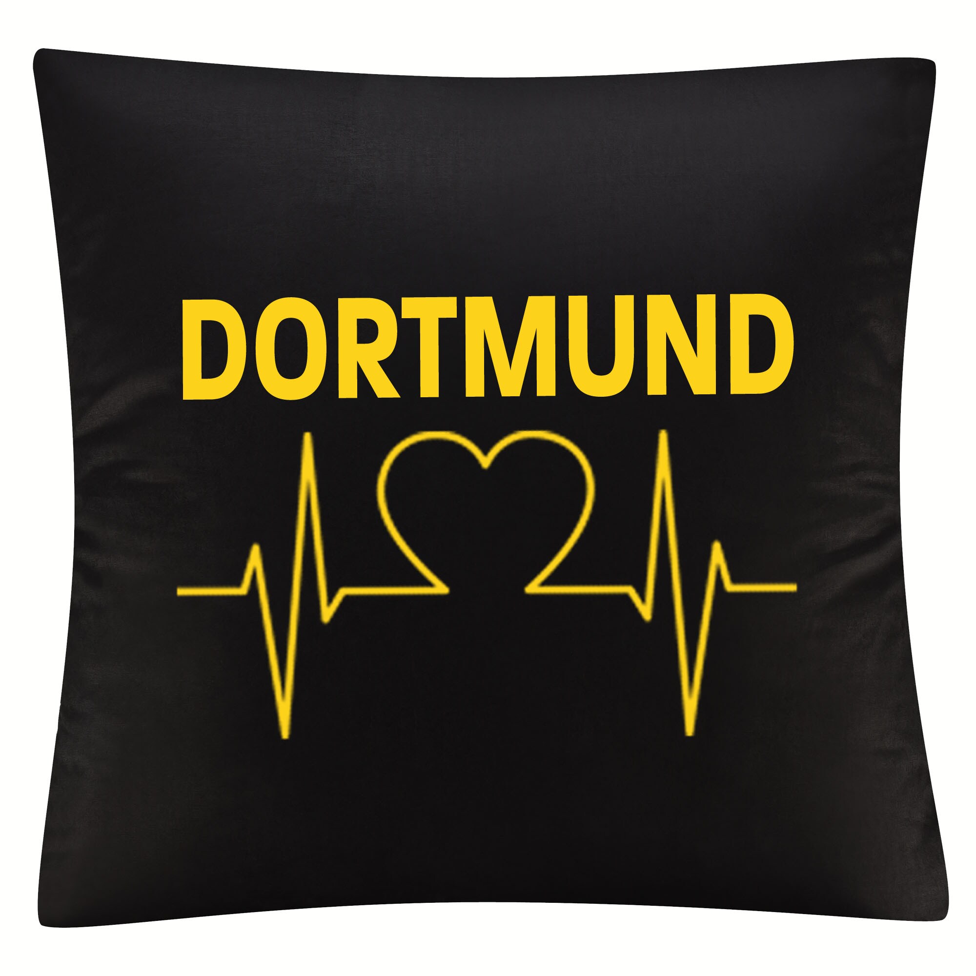 multifanshop® Kissenbezug - Dortmund - Herzschlag - Druck gelb
