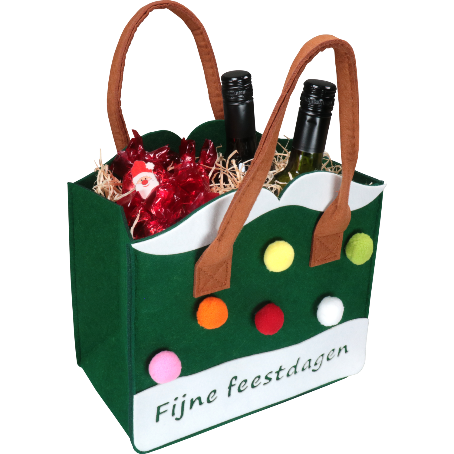 Tas, Fijne Feestdagen, Vilt, met hengsel, 27x15x25cm, assorti