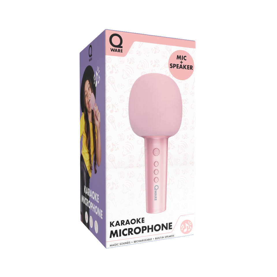 Qware karaoke microfoon + speaker - roze