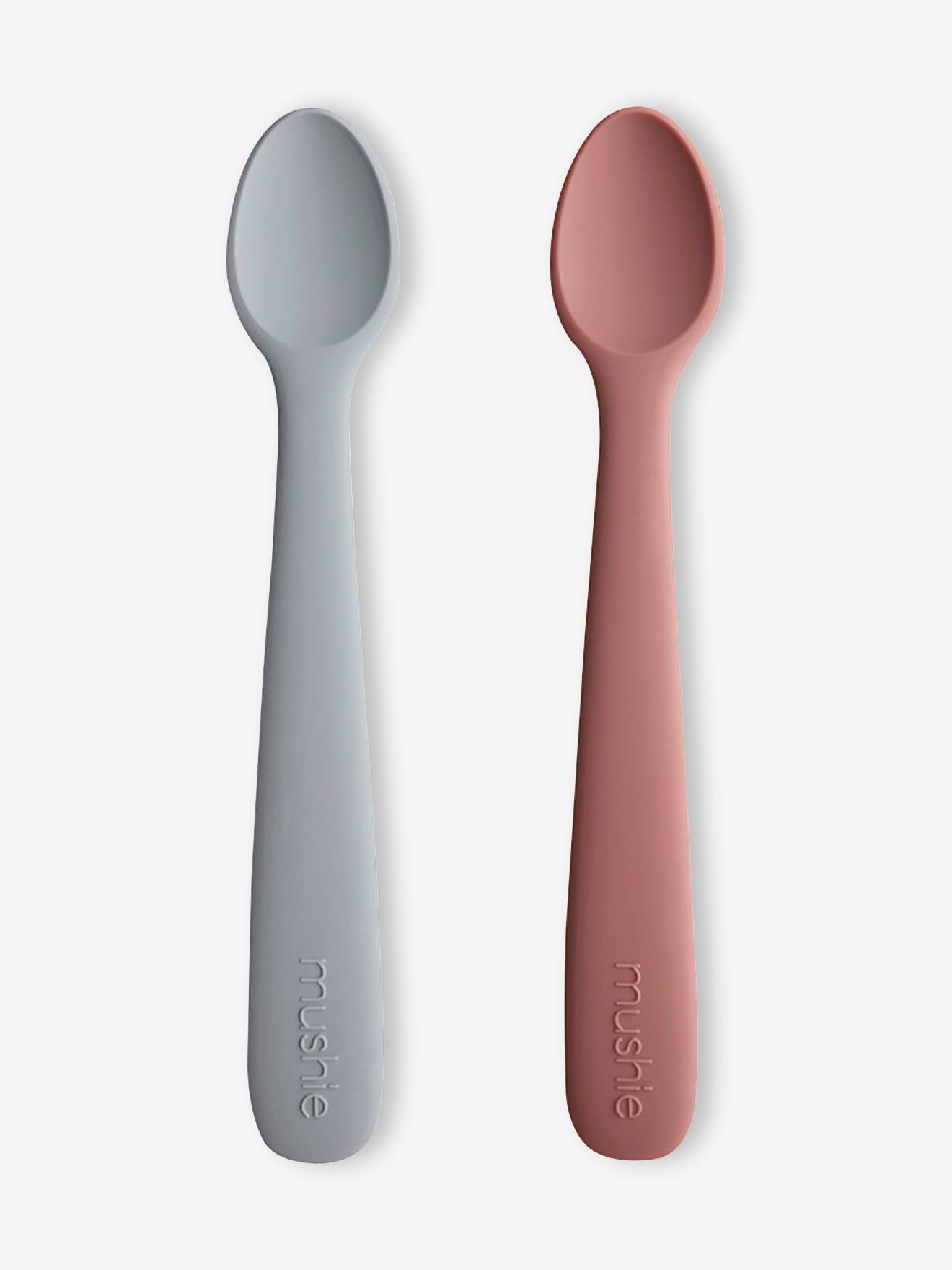 Conjunto de 2 colheres de silicone macias para bebês, 1ª idade, verdes.