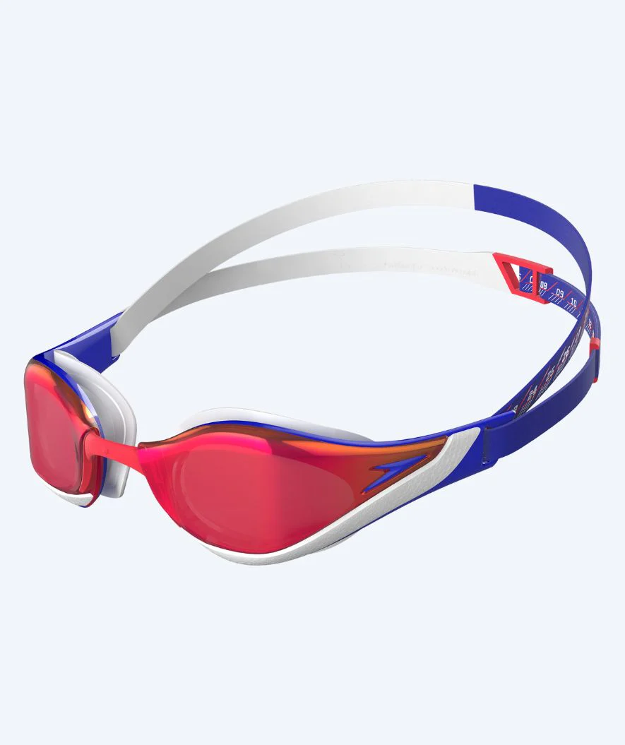 Speedo Elite svømmebriller - Fastskin Pure Focus Mirror - Rød/blå