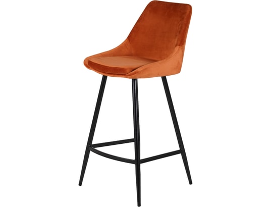 CONCEPT1 - Tabouret de bar Lot de 2 T. Bari cognac velours (plan)