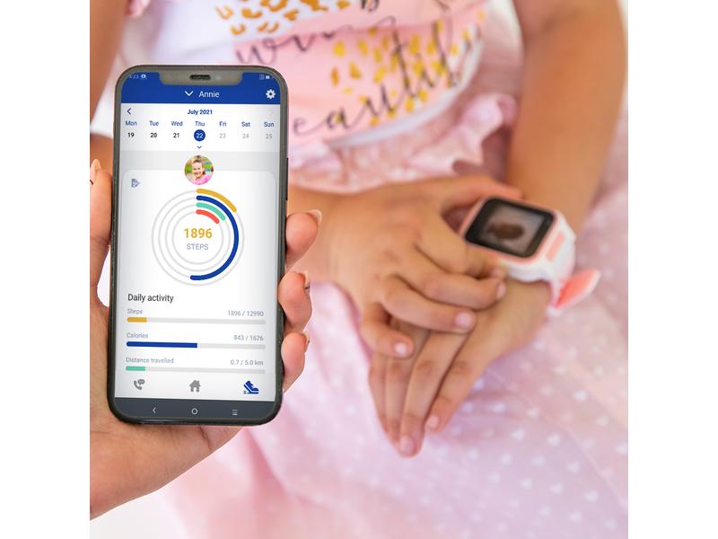 MyKi Smartwatch GPS Kinder Uhr MyKi 4 Weiss/Pink mit SIM-Ka Kinder Smartwatch mit GPS Traker und SOS-Taste, inkl. 1 Monat gratis Daten und Voice SIM-Karte