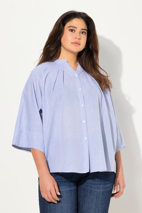 Bluse, Zierfalten, Oversized, V-Ausschnitt, Fledermausarm