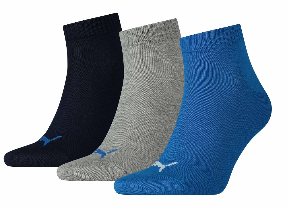 3er Pack PUMA Damen und Herren Socken - schwarz-grau-blau - 35/38