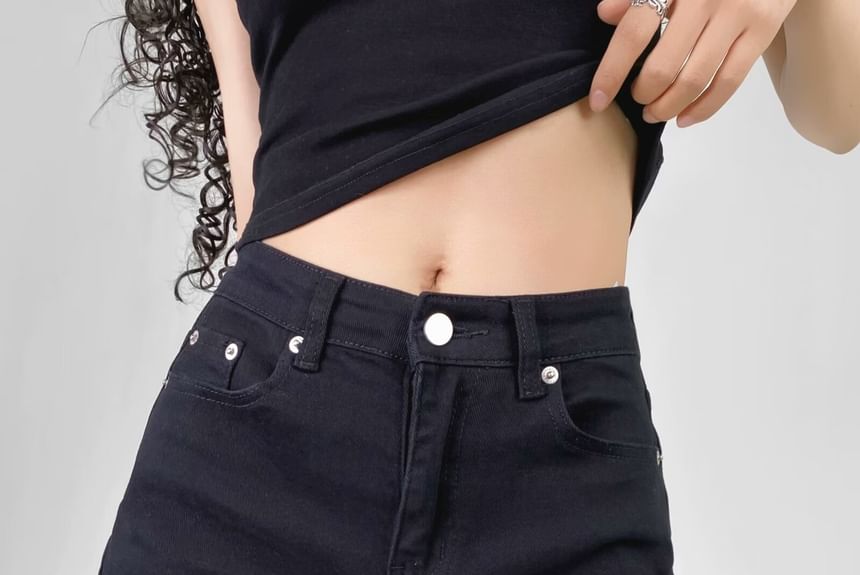 Faiar - Gewassen denim shorts met hoge taille