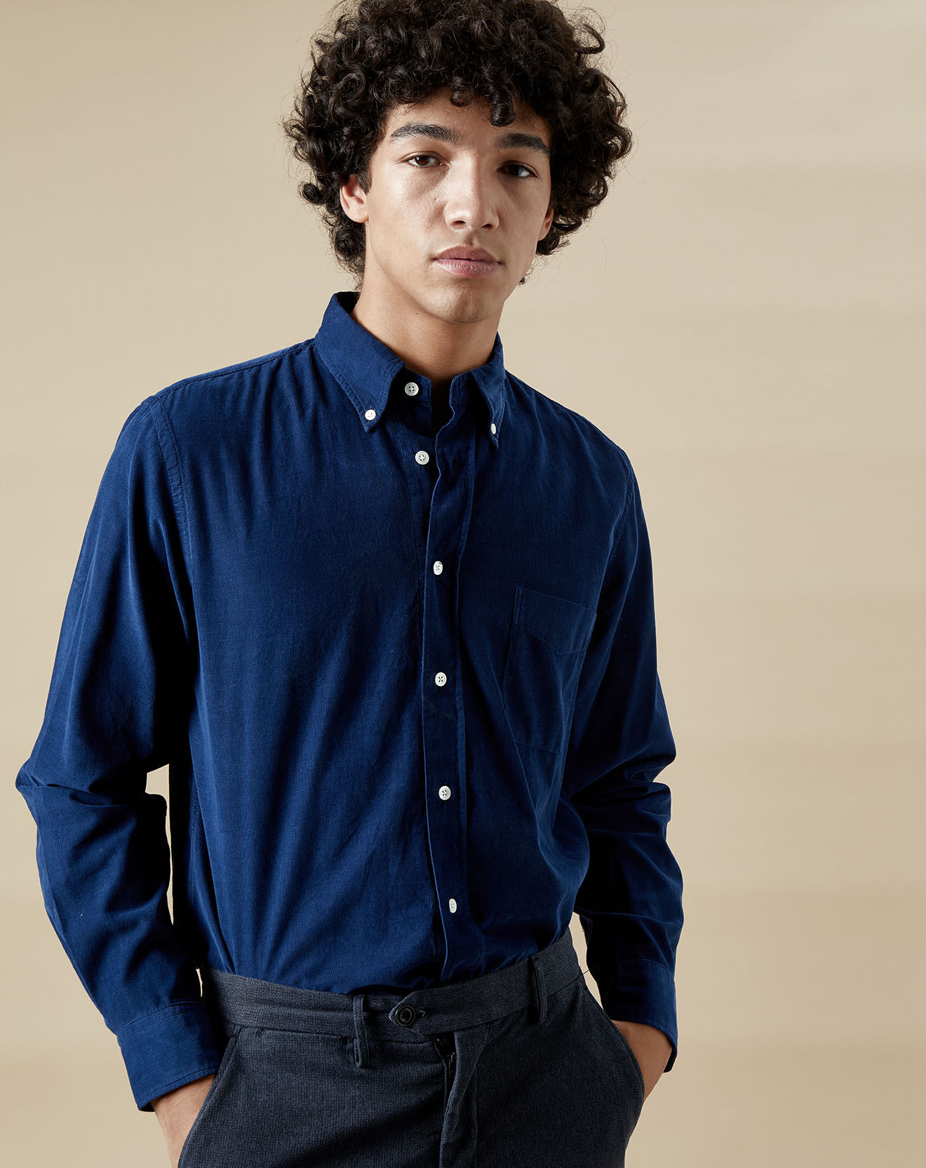 Hartford Chemise en Velours Milleraies regular Pitt Pat encre