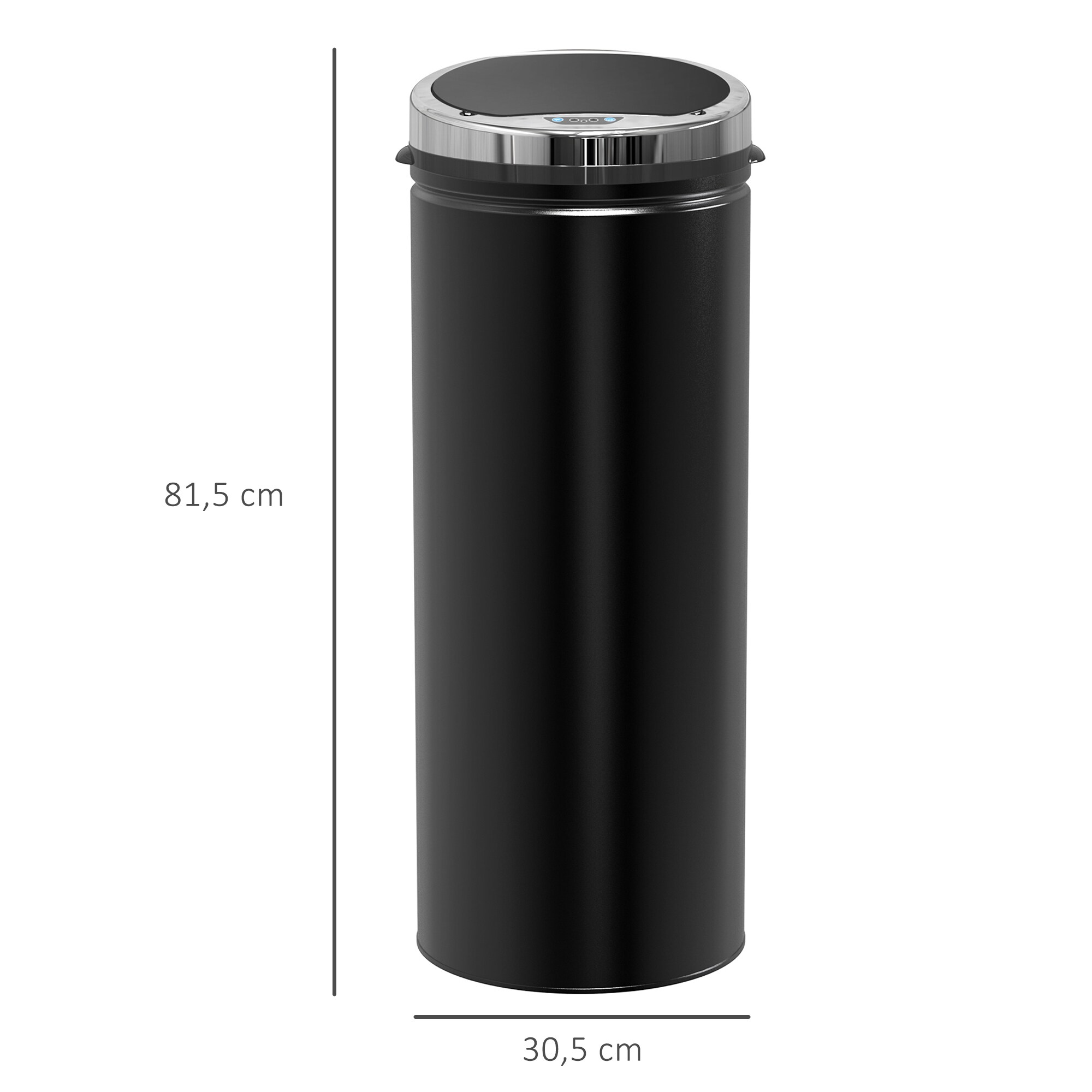 HOMCOM Automatik Mülleimer mit Deckel schwarz 30,5L x 30,5B x 81,5Hcm