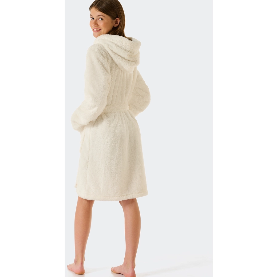 Schiesser Bademantel Teddy Fleece off-white