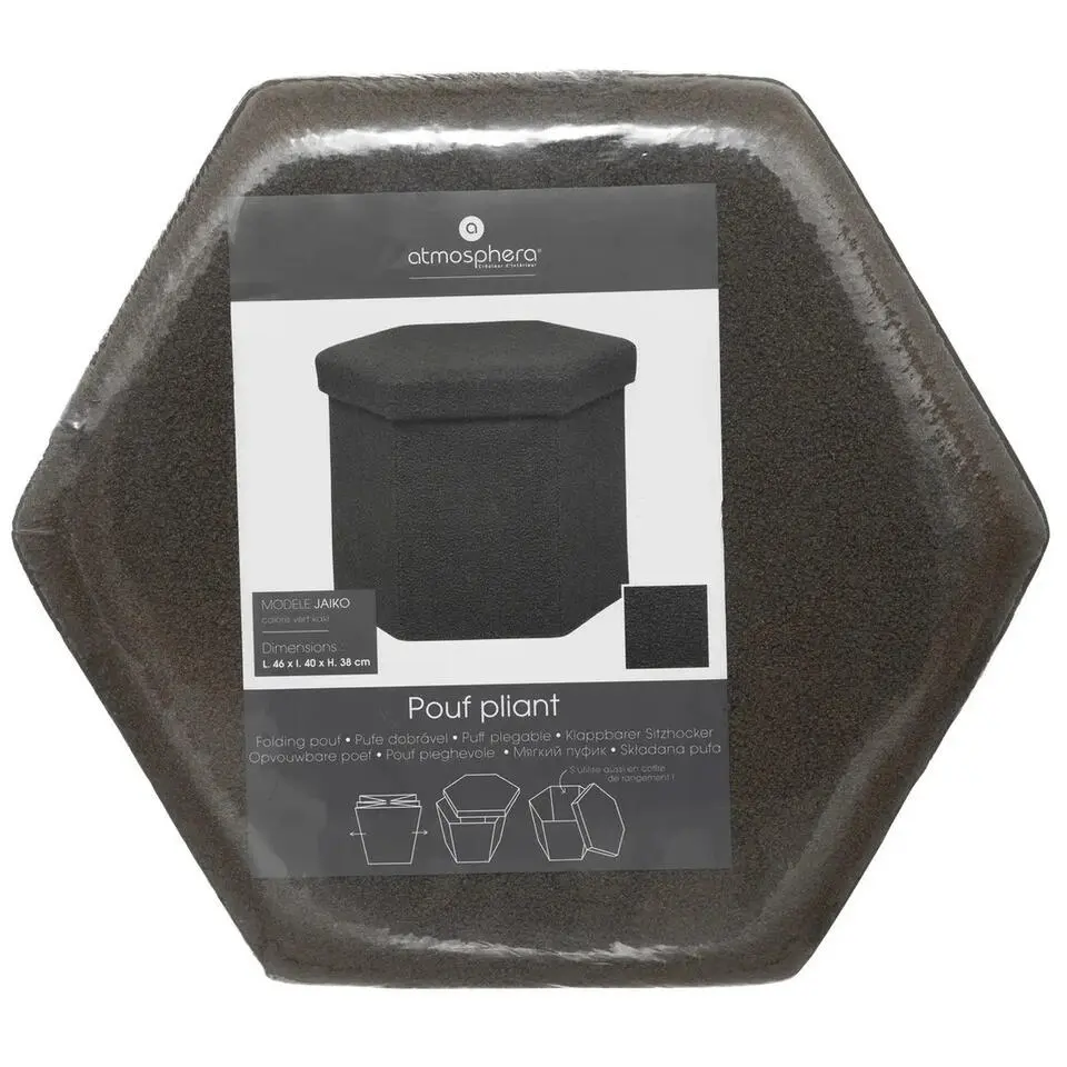 Atmosphera Storage Poef Jako - Opvouwbaar - Olijfgroen - H38 cm