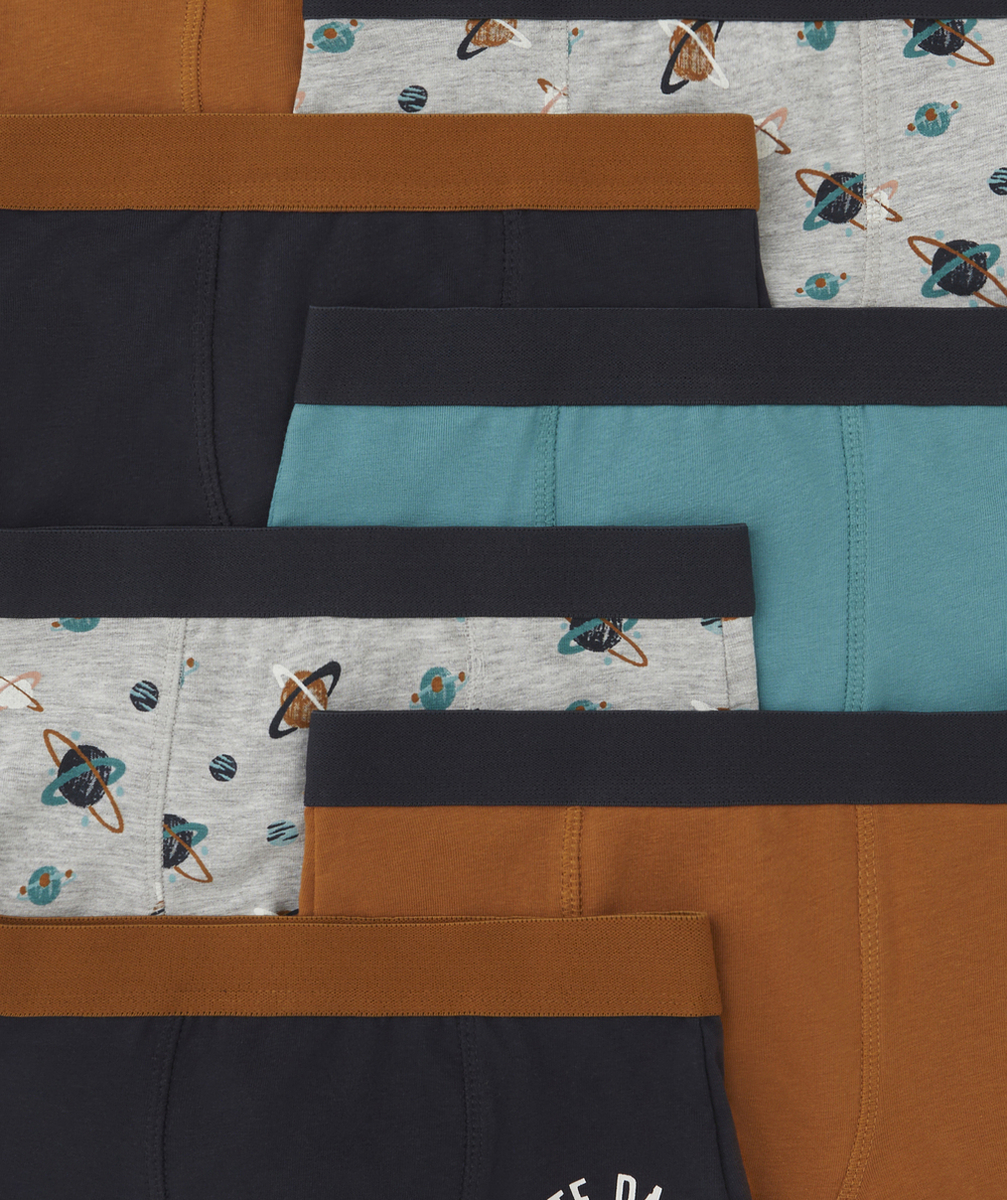 LOT DE 7 BOXERS GARÇON EN COTON BIO THÈME UNIVERS