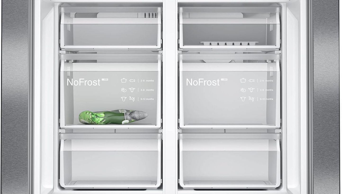 SIEMENS KF96NVPEA iQ300 Multi-Door-Kühlschrank, 183 x 91 cm, 405 L Kühlen & 200 L Gefrieren, hyperFresh längere Frische, noFrost nie wieder abtauen, superCooling schnellere Kühlung