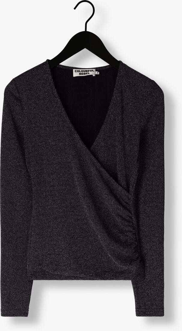 COLOURFUL REBEL zilveren colourful rebel top fay lurex fake wrap top