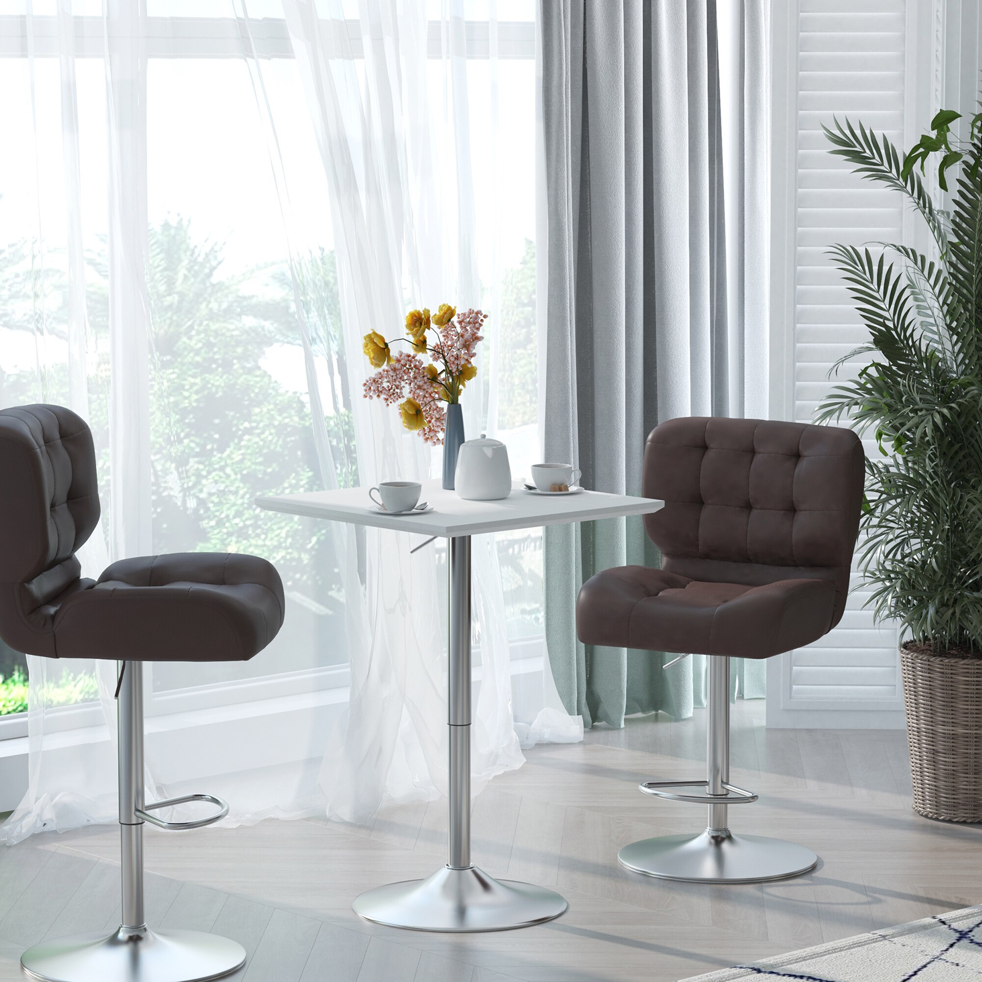 HOMCOM Bistrotisch höhenverstellbar weiß 60 x 60 x 71-92 cm (BxTxH)