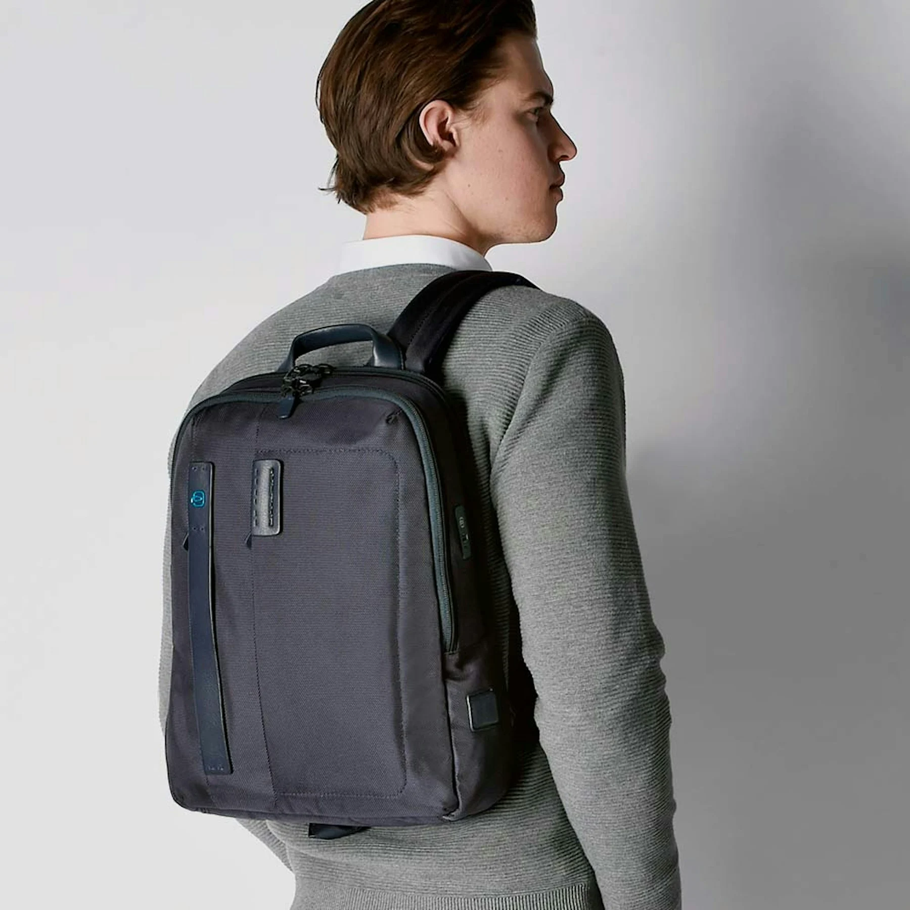 Sac à dos en cuir et tissu | Bleu
