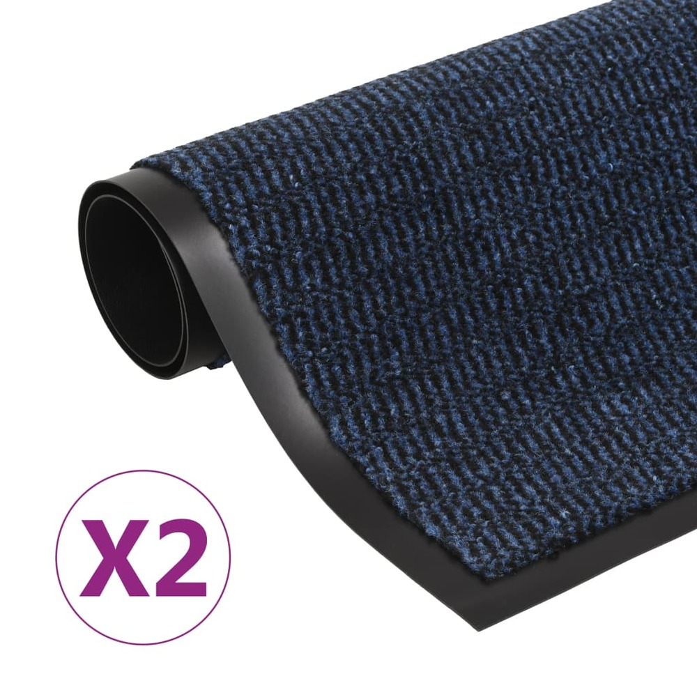 Paillassons rectangulaires 2 pcs 120 x 180 cm bleu