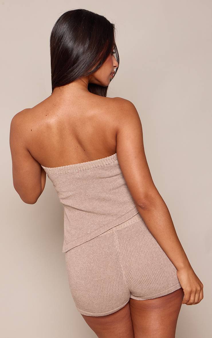 Taupe Haut Bandeau Tricoté Asymétrique Petite