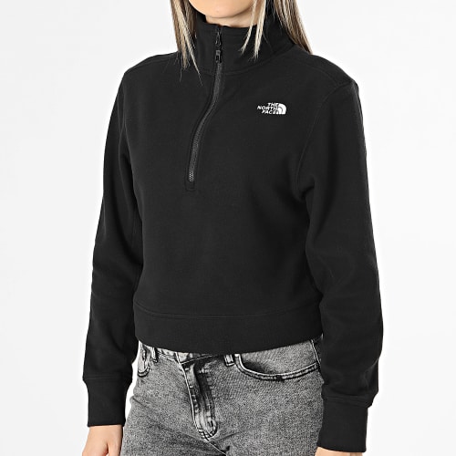 Veste Polaire Col Zippé Femme Crop Glacier Noir
