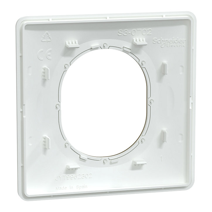 Plaque de finition simple Schneider Electric Ovalis blanc bague laiton